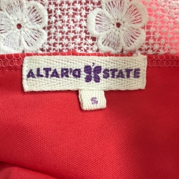 ALTAR’D STATE Coral Crochet Lace Embroidered Floral Bohemian Dress Small - Picture 7 of 8
